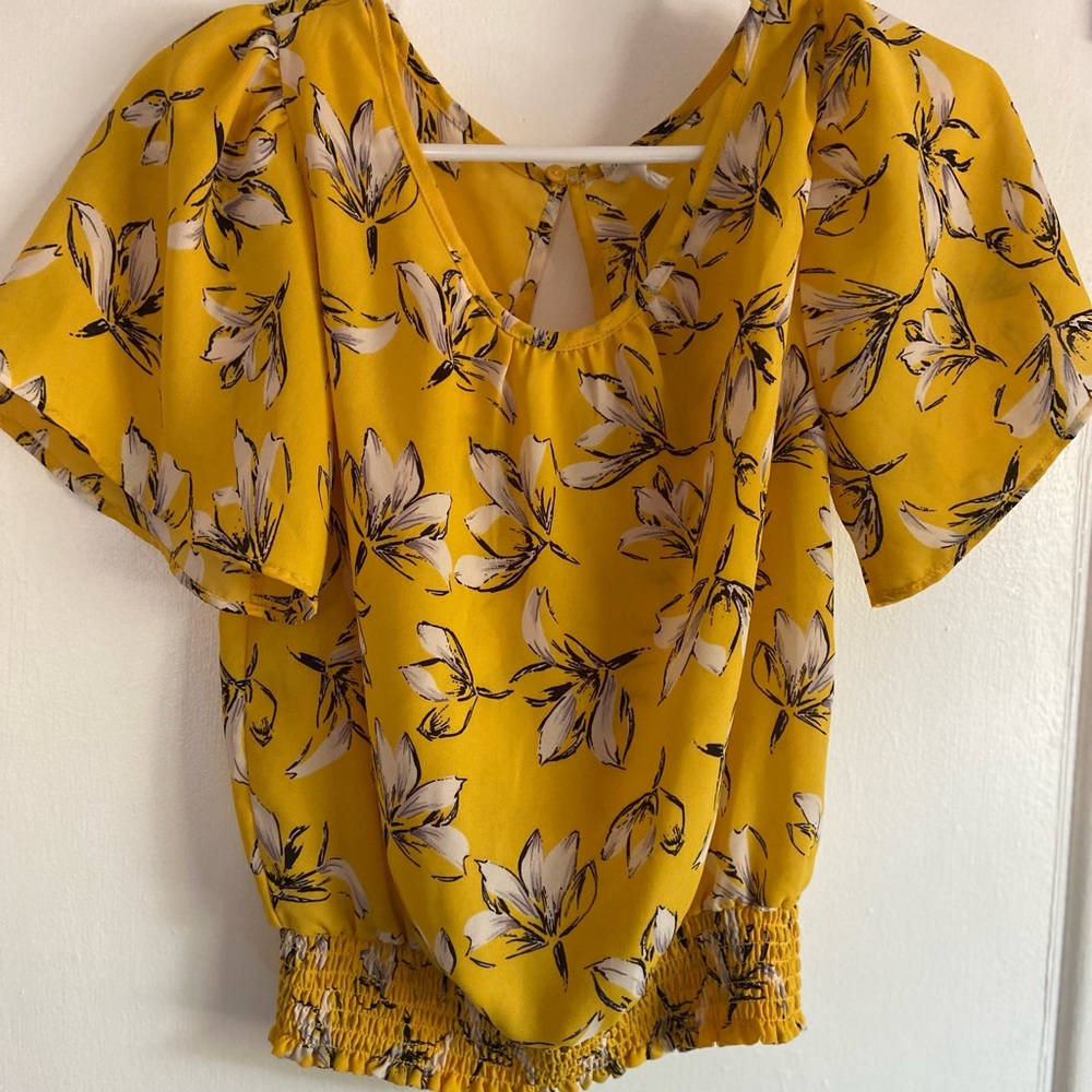 Mustard floral blouse